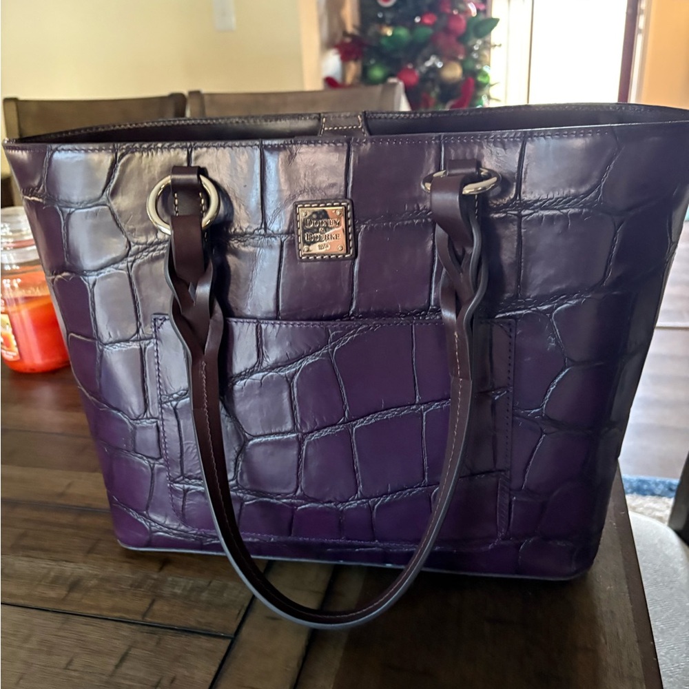 Dooney & Bourke Deep Purple Croc-Embossed Tote
